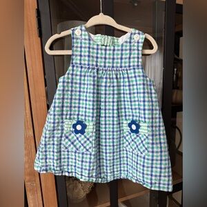 Florence Eiseman seersucker dress gingham flowers 3D appliqué bow baby girl